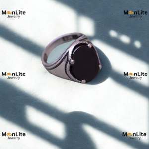Classic Black Oval Stone Vintage Statement Ring Silver Design | MoonLite Jewelry