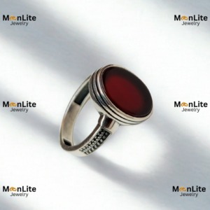 Men’s Premium Dark Brown Oval Stone Ring – Antique Silver Design | MoonLite Jewelry