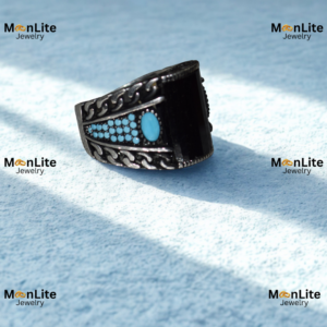 Italians 925 Sterling Silver Ring with Turquoise Detailing | MoonLite Jewelry