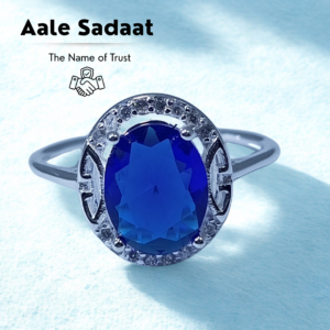 Silver 925 Royal Blue Sapphire Zircon Ring | Elegant Luxury Design for Women by Aale Sadaat